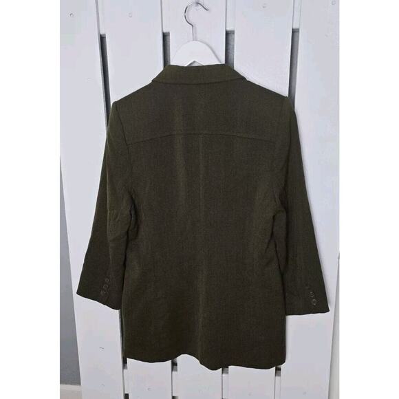 Linda Allard Ellen Tracy Wool Blazer Jacket Size 14 Olive Green Academia Career - Picture 2 of 10